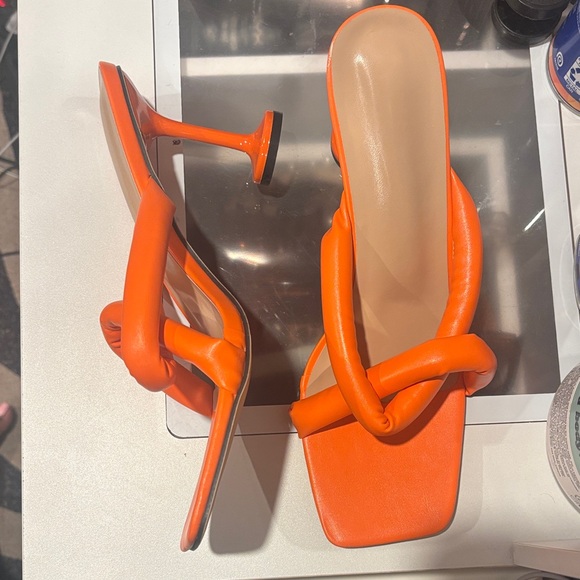 Orange Women's Heeled Sandals - Picture 3 of 3